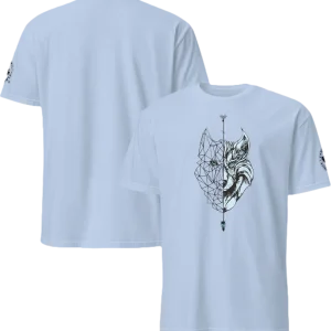 Camiseta Camperwilf® 100% algodón celeste, con Lobo Negro/celeste