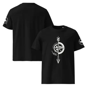 Camiseta Orgánica Camperwilf® – Flecha Blanca (Color Negro)