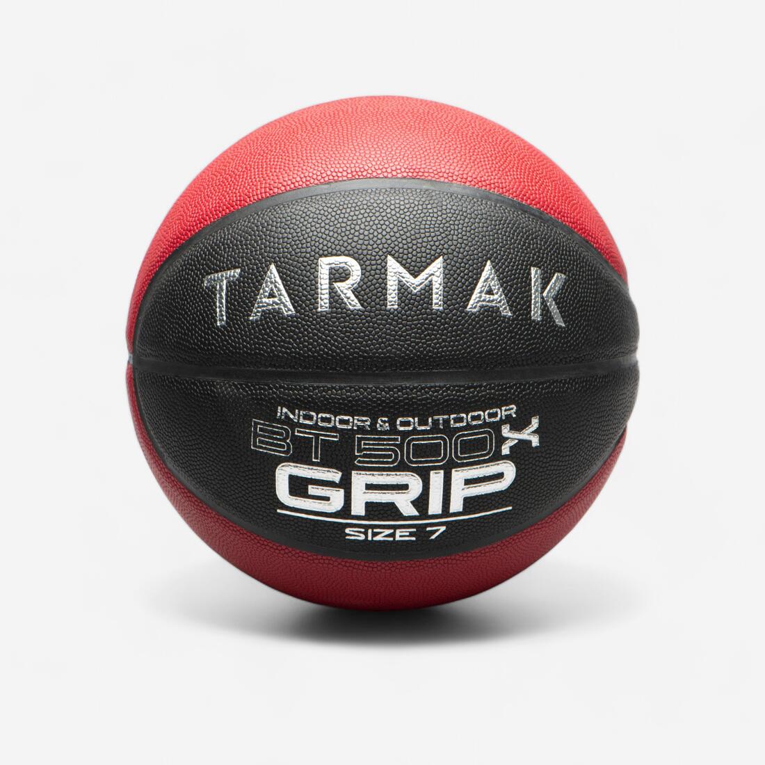 Balón Basquetbol Tarmak BT500 Grip Talla 7 Negro Rojo