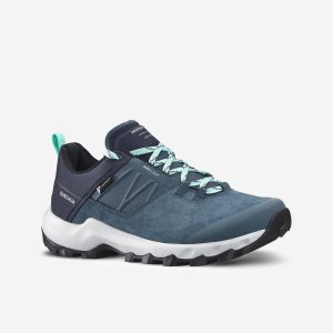Tenis impermeables de senderismo en montaña azules para mujer MH500 WTP LOW