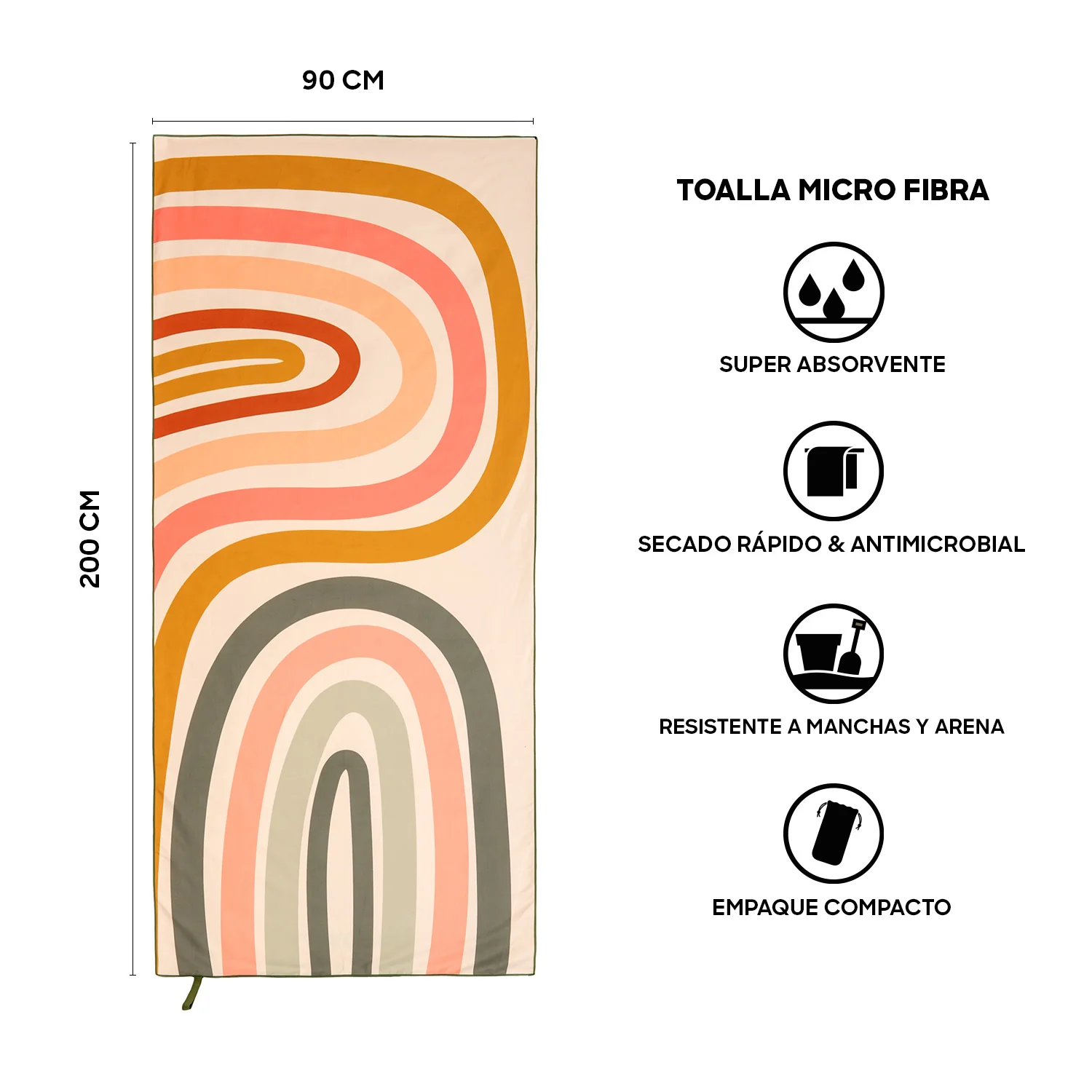 Toalla Microfibra grande Pink Lines Discovery (90 x 200) - Imagen 4