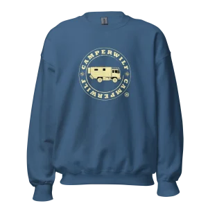 Sudadera Camperwilf® – Logo Dorado (Color Azul Puerto)