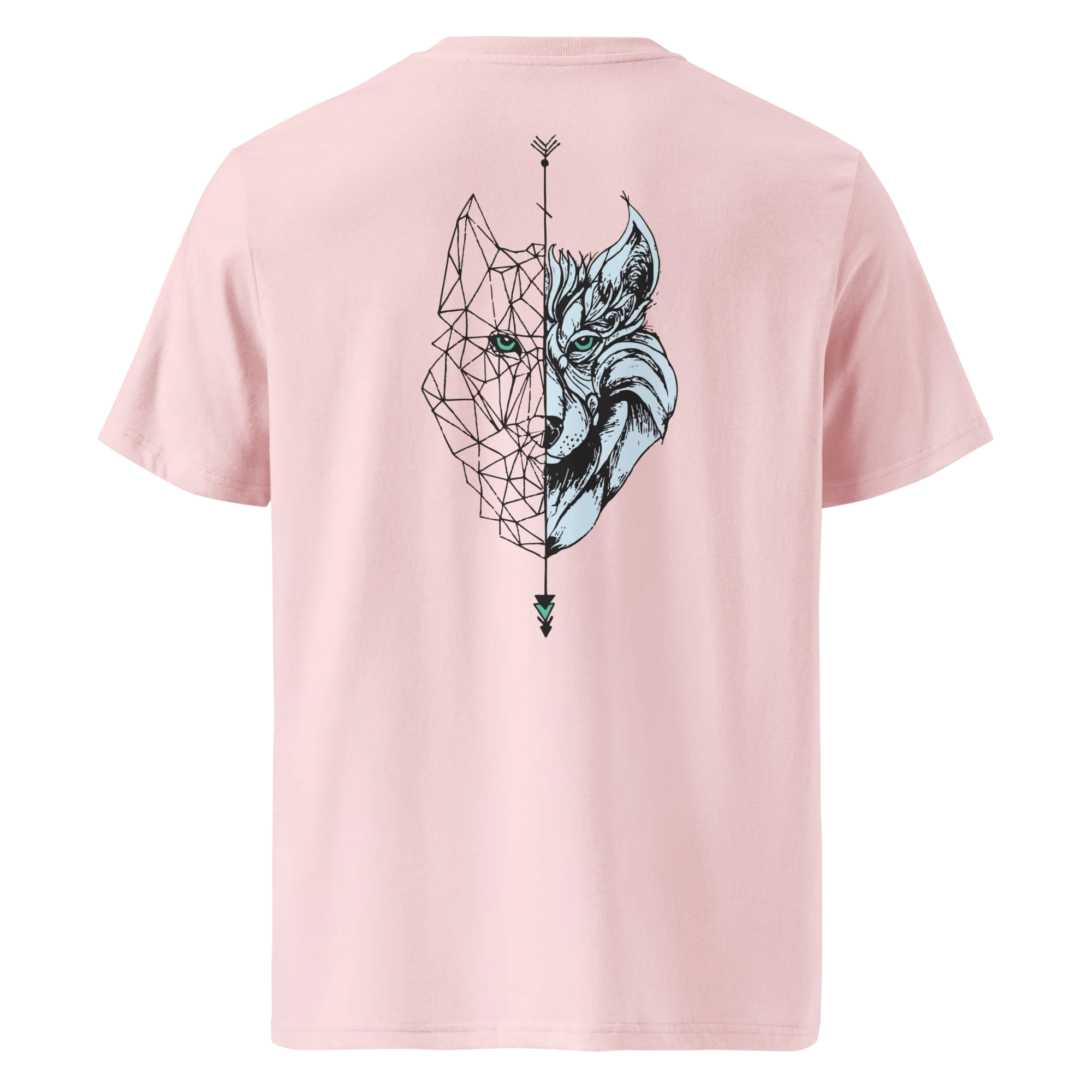 Camiseta Orgánica Camperwilf® – Lobo Negro/Celeste (Color Rosa) - Imagen 3